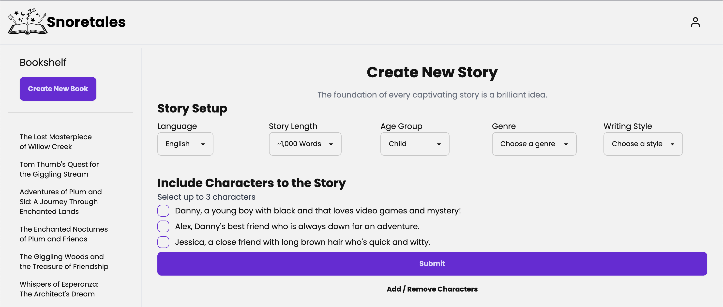 Story Creation Interface